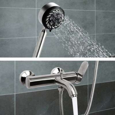 2 Wras European Italian Style  Bathroom Bath Exposed  stainless steel Shower Faucet Mixer Tap Taps Kits